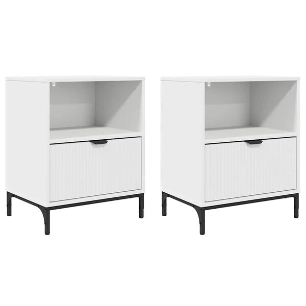 vidaXL &Eacute;jjeliszekr&eacute;nyek fi&oacute;kkal 2 pcs Feh&eacute;r 49 x 36 x 61 cm Faanyag