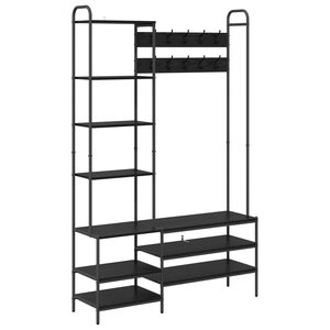 vidaXL Kab&aacute;t&aacute;llv&aacute;ny cipőpaddal Fekete T&ouml;lgy 120,5 x 34 x 190 cm