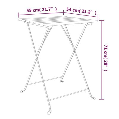 vidaXL tömör akácfa és acél összecsukható bisztróasztal 55x54x71 cm