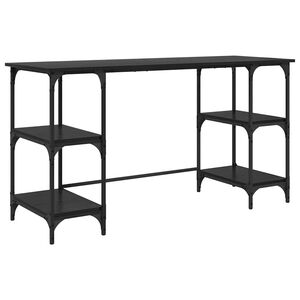 vidaXL Asztal Fekete t&ouml;lgy Szerelt Fa 140 x 50 x 75 cm