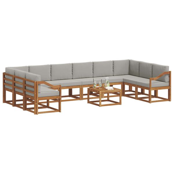 vidaXL K&uuml;lt&eacute;ri kanap&eacute; szett 11 pcs Term&eacute;szetes &eacute;s Vil&aacute;gossz&uuml;rke