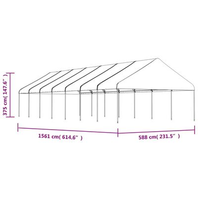 vidaXL fehér polietilén pavilon tetővel 15,61 x 5,88 x 3,75 m