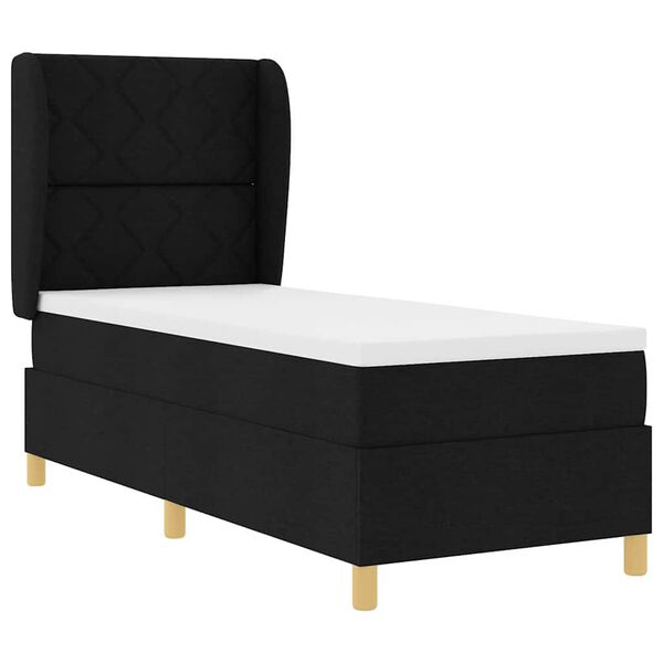 vidaXL Boxspring &aacute;gy matraccal S&ouml;t&eacute;tsz&uuml;rke 90x190 cm Sz&ouml;vet Fekete