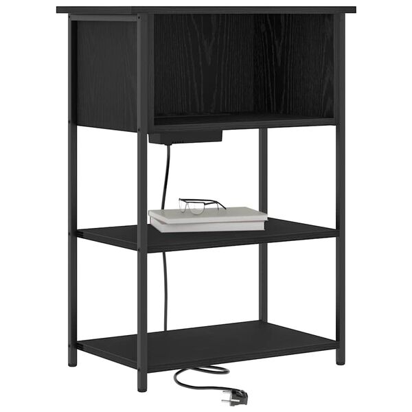 vidaXL &Eacute;jjeliszekr&eacute;ny Fekete t&ouml;lgy 55 x 31 x 76 cm Faanyag