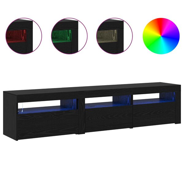 vidaXL TV szekr&eacute;ny 2 pcs Fekete t&ouml;lgy 180 x 35 x 40 cm Faanyag