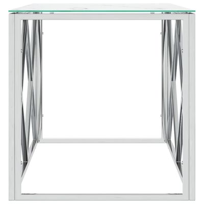 vidaXL üveg és rozsdamentes acél dohányzóasztal 110x45x45 cm