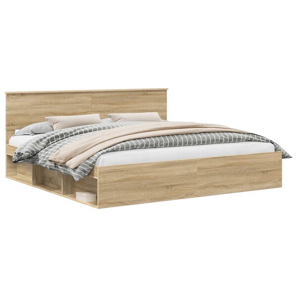 vidaXL &Aacute;gykeret fejt&aacute;ml&aacute;val Sonoma 200 x 200 cm T&ouml;m&ouml;r fenyőfa