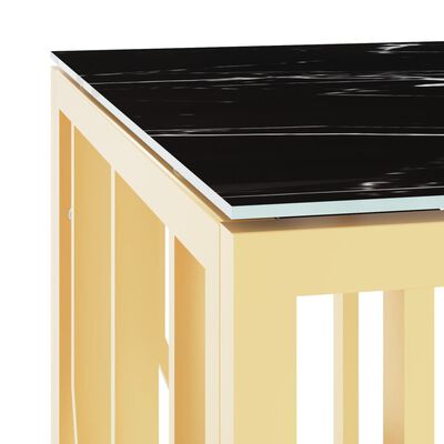 vidaXL aranyszínű üveg és rozsdamentes acél dohányzóasztal 110x45x45cm