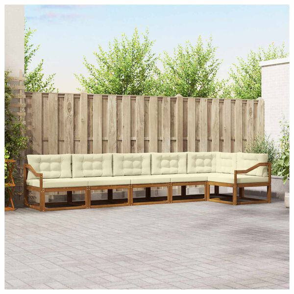 vidaXL K&uuml;lt&eacute;ri kanap&eacute; szett p&aacute;rn&aacute;val 6 pcs Term&eacute;szetes &eacute;s kr&eacute;msz&iacute;nű