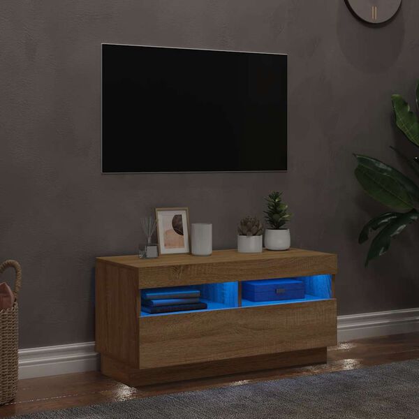 vidaXL sonoma tölgy színű TV-szekrény LED-lámpákkal 80 x 35 x 40 cm