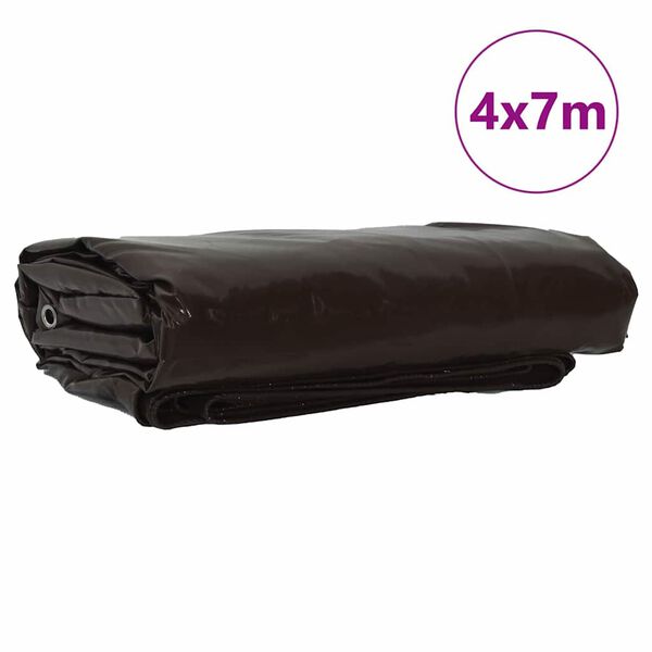 vidaXL Ponyva 650g / m&sup2; Barna 4 x 7 m V&aacute;szon PVC bevonattal