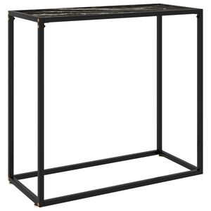 vidaXL fekete edzett &uuml;veg t&aacute;lal&oacute;asztal 80 x 35 x 75 cm