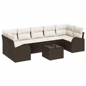 vidaXL Kerti Kanap&eacute; Szett Barna 55 x 55 x 37 cm polirattan