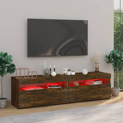 vidaXL 2 db füstös tölgyszínű TV-szekrény LED-világítással 75x35x40 cm