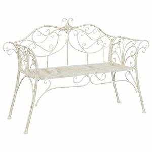 vidaXL Kerti pad 2-&Uuml;lőhelyek sz&aacute;ma 130 x 47 x 90 cm Ac&eacute;l Antik feh&eacute;r