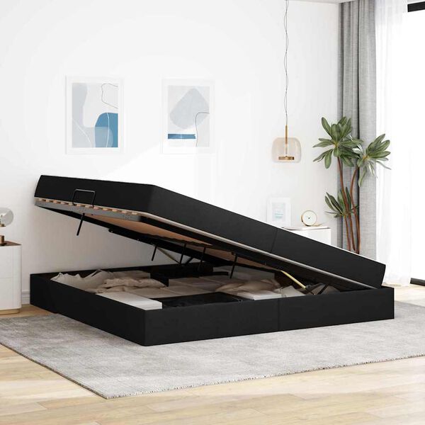 vidaXL &Aacute;gy t&aacute;rol&oacute;val &eacute;s matraccal Fekete 200 x 200 cm Poli&eacute;szter