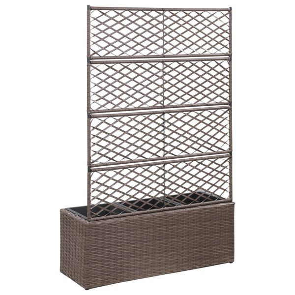 vidaXL barna rácsos polyrattan magaságyás 3 kaspóval 83 x 30 x 130 cm