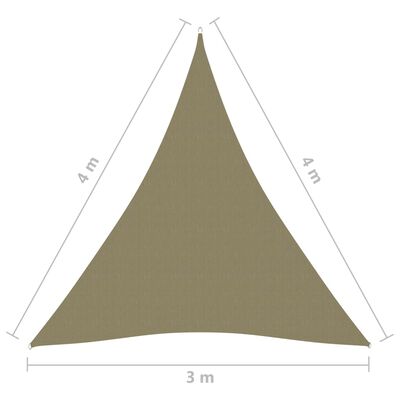 vidaXL bézs háromszögű oxford-szövet napvitorla 3 x 4 x 4 m