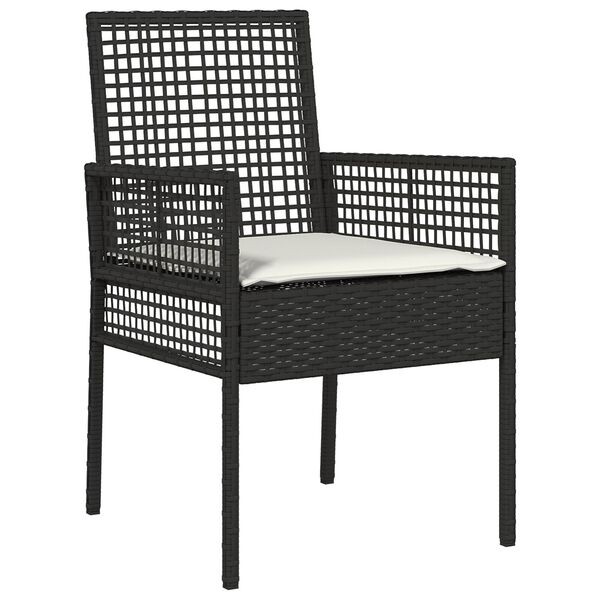 vidaXL Kerti Sz&eacute;k p&aacute;rn&aacute;val 2 pcs Fekete 55 x 53 x 85 cm polirattan