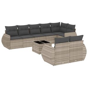 vidaXL 9 r&eacute;szes vil&aacute;gossz&uuml;rke polyrattan kerti &uuml;lőgarnit&uacute;ra p&aacute;rn&aacute;val