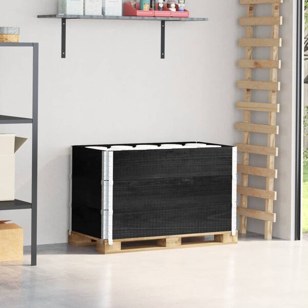 vidaXL 3 db fekete t&ouml;m&ouml;r fenyőfa raklapmagas&iacute;t&oacute; 100 x 50 cm