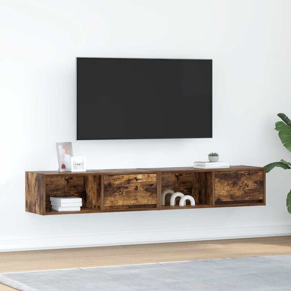 vidaXL 2 db f&uuml;st&ouml;s t&ouml;lgy sz&iacute;nű szerelt fa TV-szekr&eacute;ny 80x31x25,5 cm