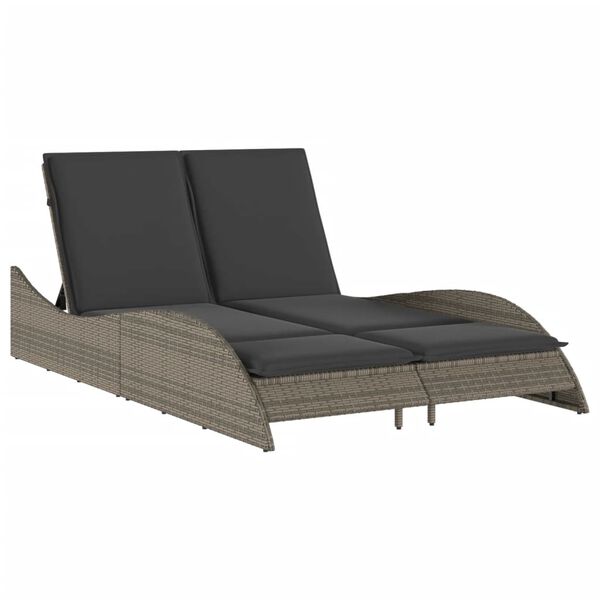 vidaXL szürke polyrattan napozóágy párnákkal 114x205x73 cm
