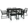 vidaXL 7 r&eacute;szes fekete PVC rattan k&uuml;lt&eacute;ri &eacute;tkezőgarnit&uacute;ra