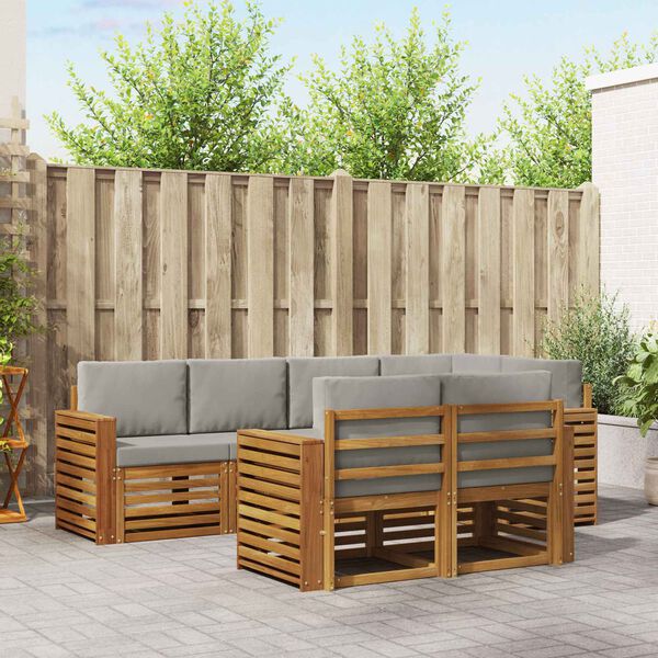 vidaXL Szegment&aacute;lt kanap&eacute; szett 7 pcs Term&eacute;szetes &eacute;s Vil&aacute;gossz&uuml;rke