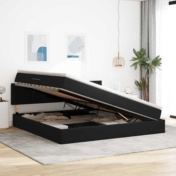 vidaXL T&aacute;rol&oacute;s &Aacute;gy matracmal fejt&aacute;ml&aacute;val Fekete 200 x 200 cm B&aacute;rsony