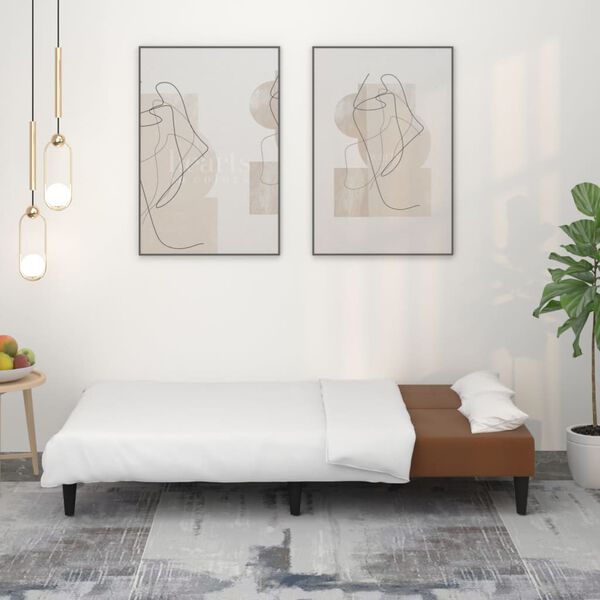 vidaXL k&eacute;tszem&eacute;lyes barna mikrosz&aacute;las sz&ouml;vet kanap&eacute;&aacute;gy