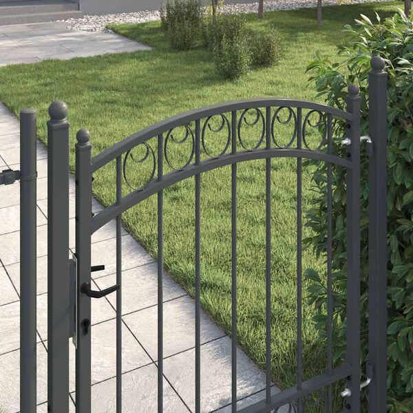 vidaXL Ker&iacute;t&eacute;s kapu z&aacute;rral Sz&uuml;rke 125 x 100 cm Porsz&oacute;rt Ac&eacute;l