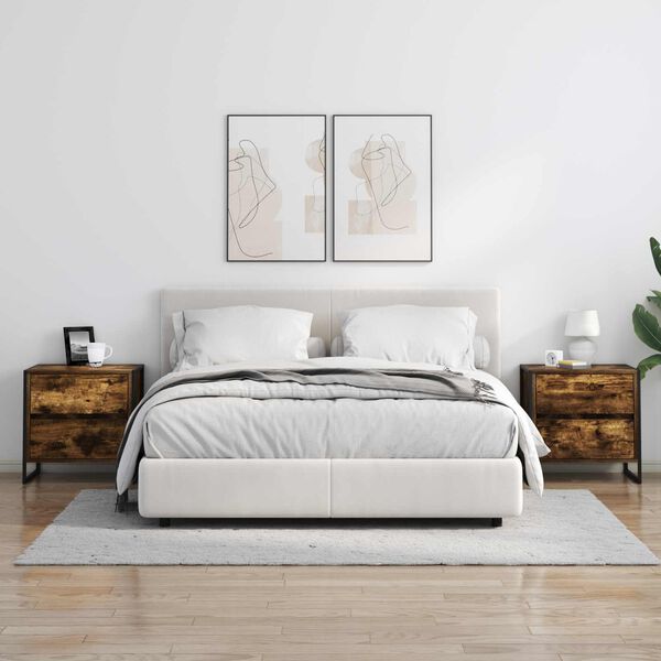 vidaXL &Eacute;jjeli asztal fi&oacute;kkal F&uuml;st&ouml;s t&ouml;lgy 50 x 39.5 x 50 cm Faanyag