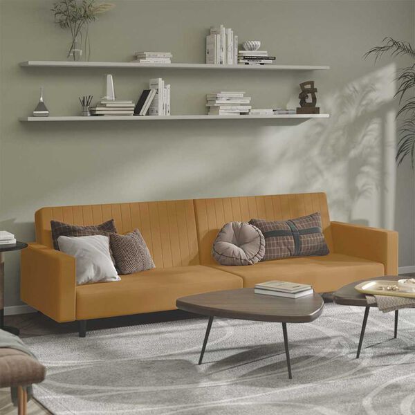 vidaXL kétszemélyes barna bársony kanapéágy