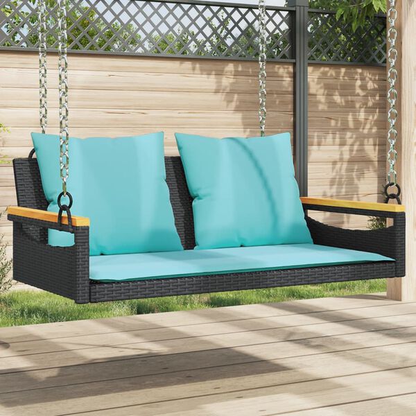 vidaXL fekete polyrattan hintapad p&aacute;rn&aacute;kkal 109 x 62 x 40 cm