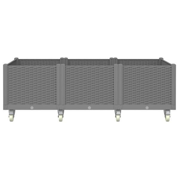 vidaXL világosszürke PP rácsos kerekes ültetőláda 150 x 80 x 54 cm