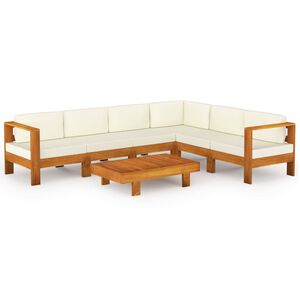 vidaXL 7 r&eacute;szes ak&aacute;cfa kerti pihenőgarnit&uacute;ra p&aacute;rn&aacute;kkal 100 x 60 cm