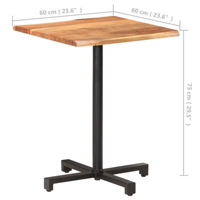 vidaXL tömör akácfa bisztróasztal természetes szélekkel 60x60x75 cm