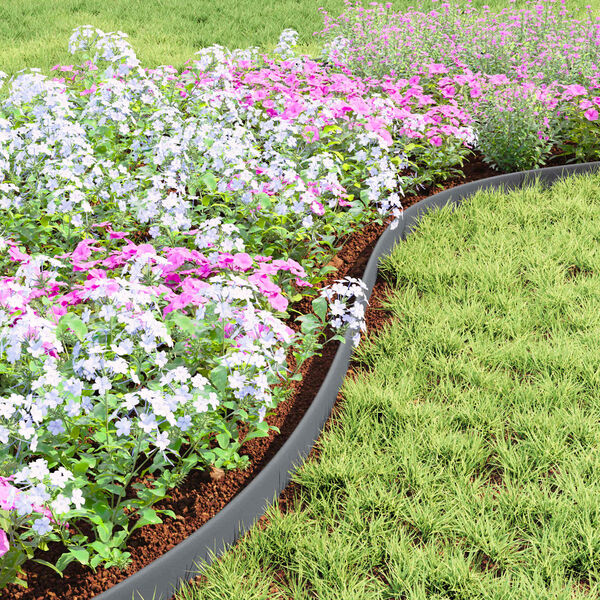 vidaXL Gyepszeg&eacute;lyek Sz&uuml;rke 2000 x 4 x 5 cm Műanyag