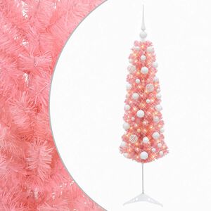 vidaXL Karcs&uacute; műkar&aacute;csonyfa g&ouml;mb&ouml;kkel 120 cm 150 LED Meleg feh&eacute;r