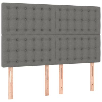 vidaXL sötétszürke szövet rugós ágy matraccal 140 x 200 cm
