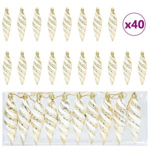 vidaXL Kar&aacute;csonyi Spir&aacute;lis Alak&uacute; G&ouml;mb 40 db Arany 3 x 11 cm Műanyag