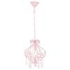 vidaXL rózsaszín kerek mennyezeti lámpa gyöngyökkel E14