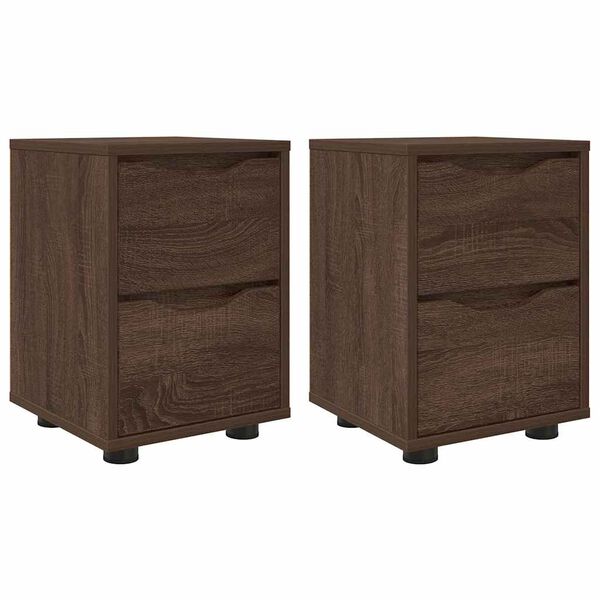 vidaXL &Eacute;jjeliszekr&eacute;nyek 2 pcs Barna T&ouml;lgy 30,5 x 30 x 43 cm Faanyag