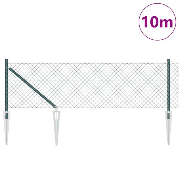 vidaXL Ker&iacute;t&eacute;soszlop Z&ouml;ld 10 x 0,6 m (40 x 40 mm-es h&aacute;l&oacute;) Ac&eacute;l &eacute;s PVC