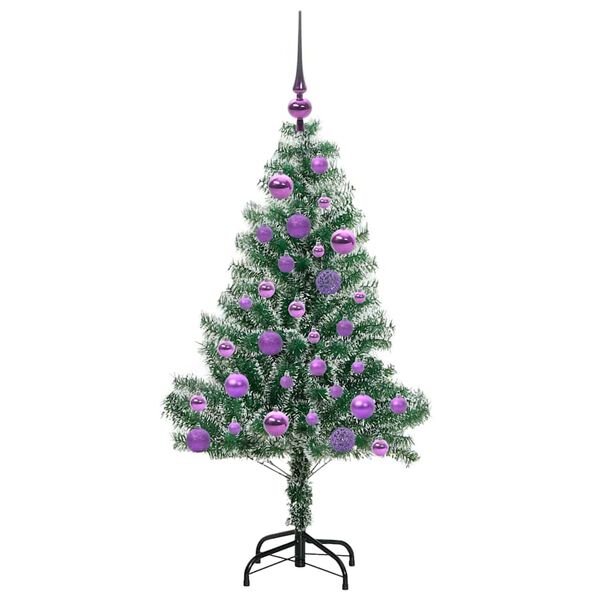 vidaXL Mű kar&aacute;csonyi fa h&oacute;val bor&iacute;tva LED f&eacute;nyekkel 150 LED-del 120 cm