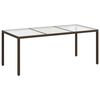 vidaXL barna polyrattan &eacute;s edzett &uuml;veg kerti asztal 190 x 90 x 75 cm