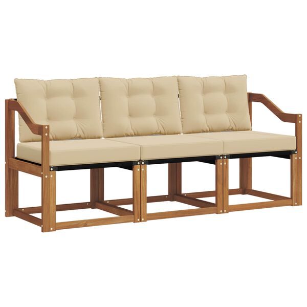 vidaXL K&uuml;lt&eacute;ri kanap&eacute; szett p&aacute;rn&aacute;val 3 pcs Term&eacute;szetes &eacute;s b&eacute;zs