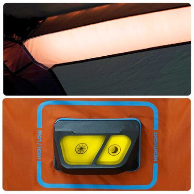 vidaXL 6 személyes szürke-narancs LED-es felugró családi sátor