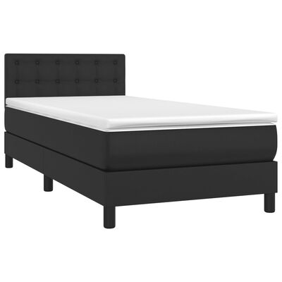 vidaXL fekete műbőr rugós ágy matraccal 80 x 200 cm